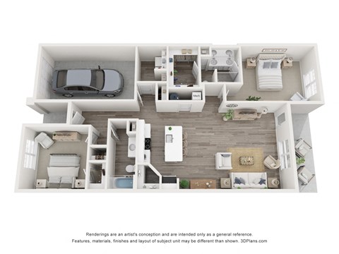 2 Bed 2 Bath Floor Plan | 1,354 Sq. Ft. at River Rock at Dallas, North Carolina